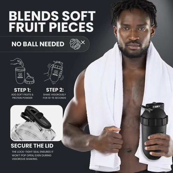 NWT SHAKESPHERE Leak-Proof Protein Shaker Bottle Matte Black  24oz - Picture 4 of 7